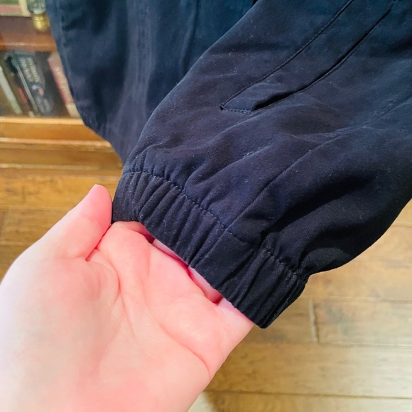 JustFab embroidered floral button jacket long sleeve pockets SZ M black pink - Picture 7 of 12